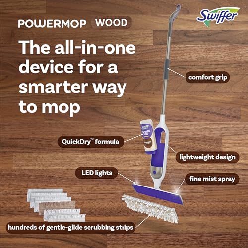 Hardwood Floor Power Mop Starter Kit with 2 Pads & Quick-Dry Solution