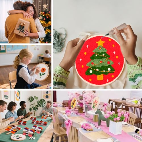 Snowman Punch Needle Kit for Adults Beginners - DIY Embroidery Starter Set