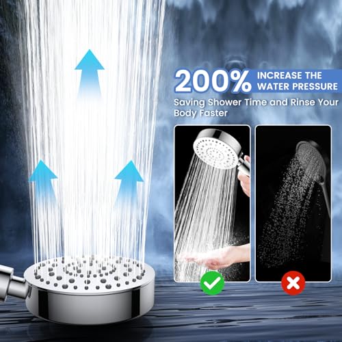 Metal Handheld Shower Head with Filter, 6 Spray Modes & 72-Inch Hose