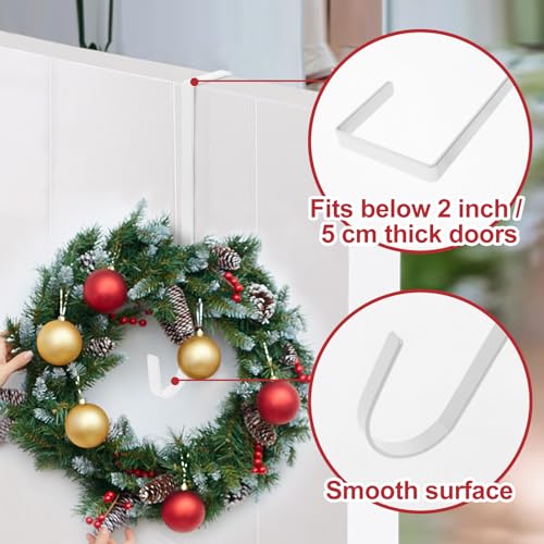 12-Inch White Wreath Hanger - Durable Over Door Hook for Decor
