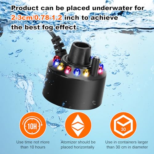 Ultrasonic Mist Maker Fogger with 12 Color LEDs & Splash Guard
