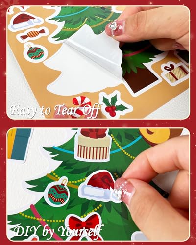Aowplc Christmas Tree Stickers for Kids - 48 Sheets Holiday Crafts & Party Favors