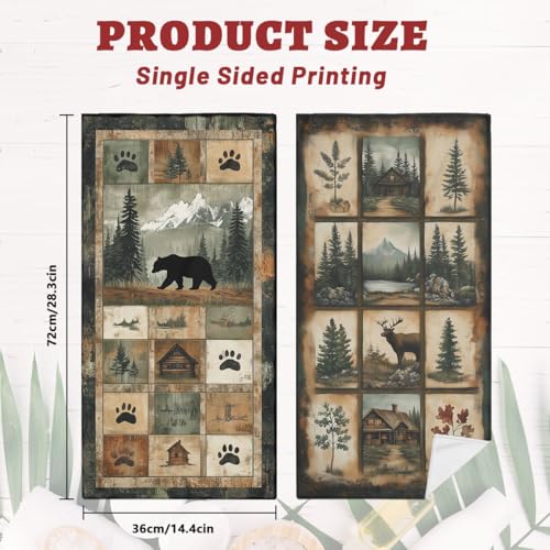 Rustic Black Bear Hand Towels - Set of 2 Decorative Cabin Bathroom Towels