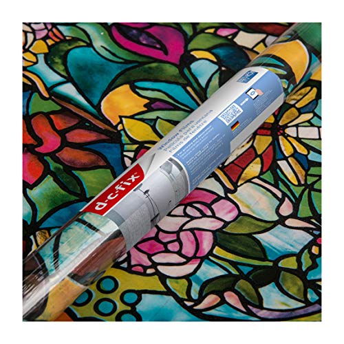 d-c-fix Window Privacy Film Tulia Stained Glass Static Cling Removable Two Way Day and Night Sun UV-Blocking Decorative Vinyl Covering for Home Door Bathroom Decal Sticker 26.5" x 59"