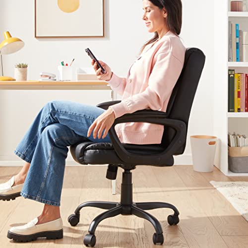 Mid-Back Office Desk Chair - Padded PU Leather Executive Computer Chair