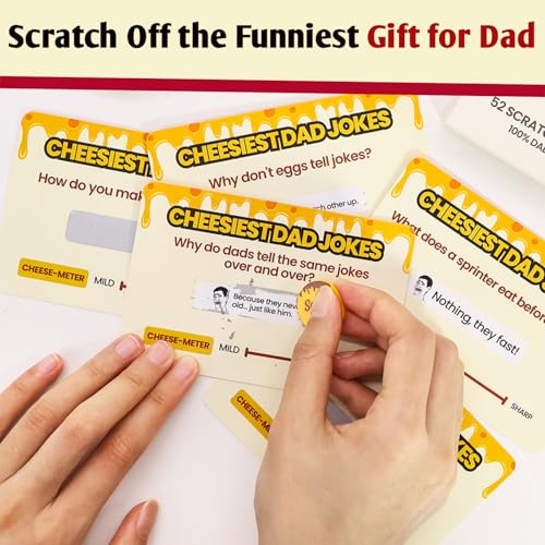 Funny Dad Joke Scratch-Off Cards Gift Set for Family & White Elephant