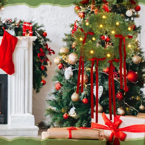 6 ft Christmas Garland with Lights - Battery Operated Pine Wreath with Bow