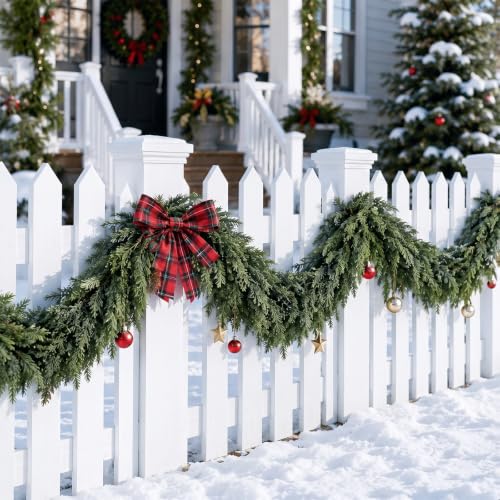 Lylyfan 9FT Artificial Cedar Garland 300 Branches – Full, Real-Look Christmas Decor