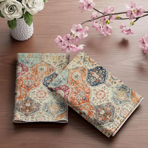 LHAIFA Boho Floral Kitchen Towels Set of 2 - 18x26 Inch Absorbent Dish Towels for Home & Farmhouse Decor
