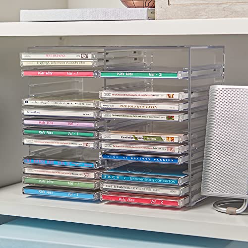 Stackable Clear Plastic CD Organizer Tray - Holds Up to 30 Jewel Cases