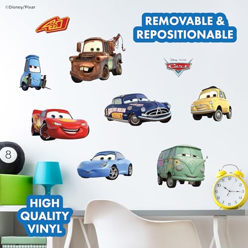Race Car Wall Decals Set - Peel and Stick Vinyl Room Stickers for Kids