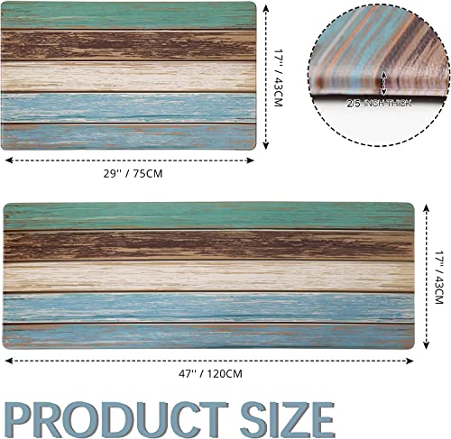 Anti-Fatigue Kitchen Mat Set of 2, Cushioned Waterproof Standing Floor Rugs