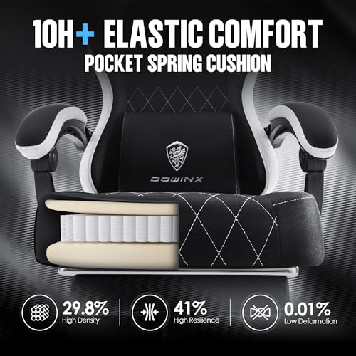 Ergonomic Fabric Gaming Chair with Footrest and Lumbar Support