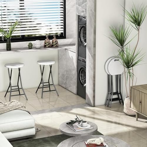 30-Inch Folding Bar Stool, Heavy Duty Portable Plastic Chair with Footrest