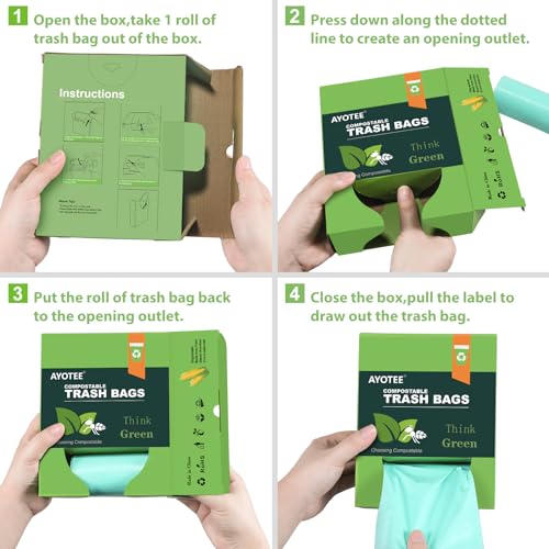 1.2 Gallon Compostable Small Trash Bags (125 Count) - 5L Can Liners