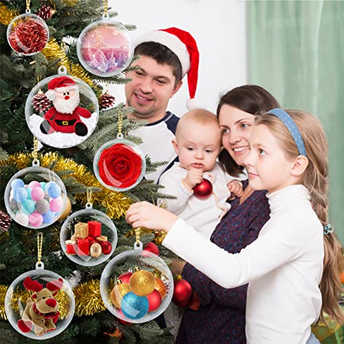 20PCS Clear Plastic Fillable Christmas Ornaments, 80mm Shatterproof DIY Craft Balls