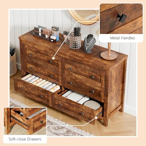 5-Piece Rustic Queen Bedroom Set with LED Platform Bed and Dressers