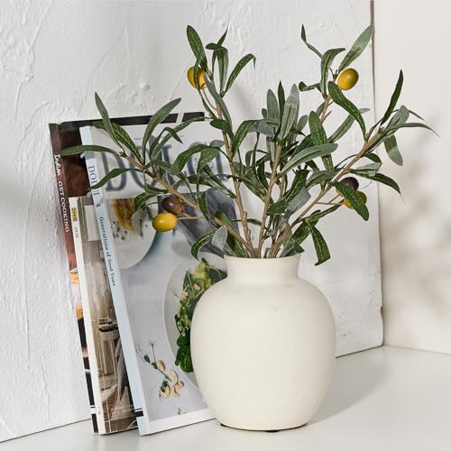 Speckled White Ceramic Table Vase - 5.7 Inch Modern Rustic Home Decor