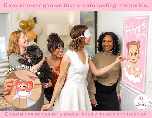 Pin the Pacifier on the Baby Shower Game Set - Pink Girl Theme