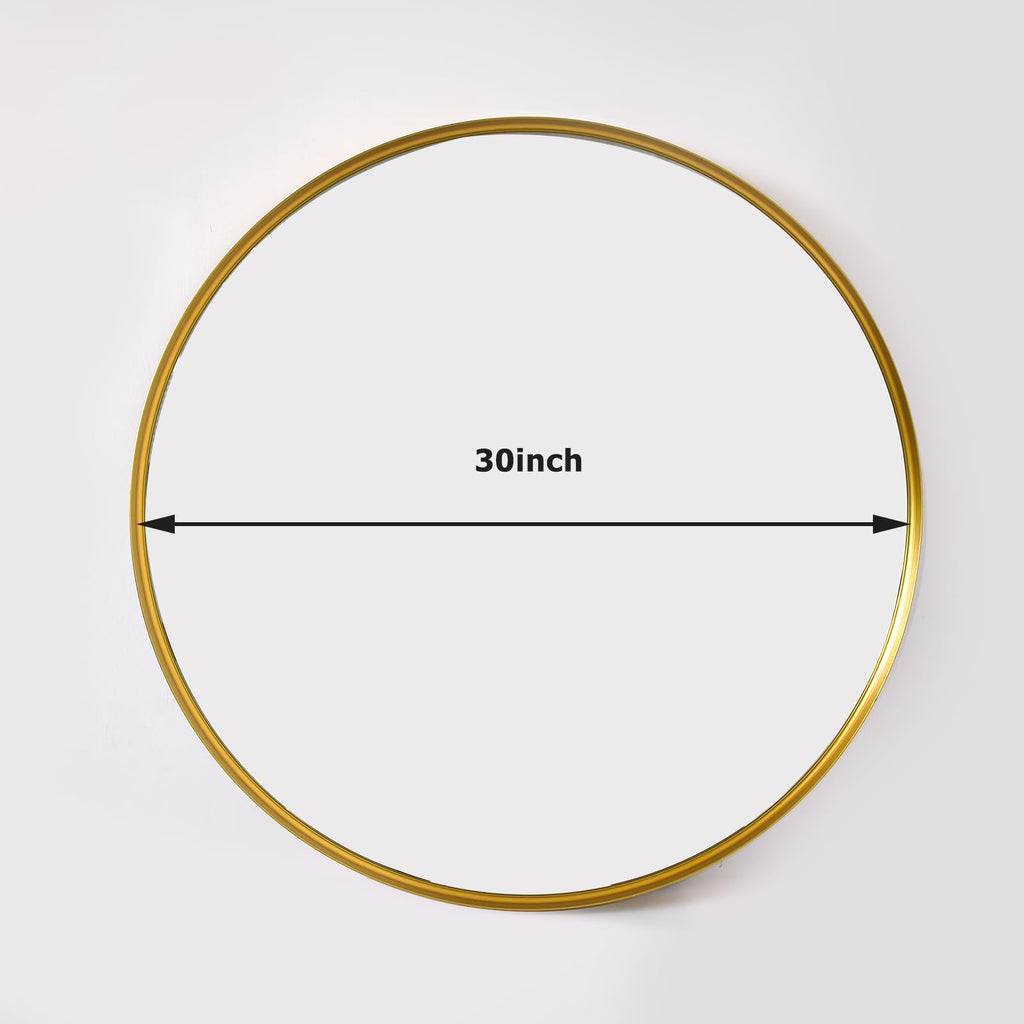 30 Inch Round Bathroom Mirror - Wall Mounted Circle Mirror with Metal Frame, Modern Mirror Suitable for Bathroom, Vanity, Entryway, Living Room, Wall Decor,Gold