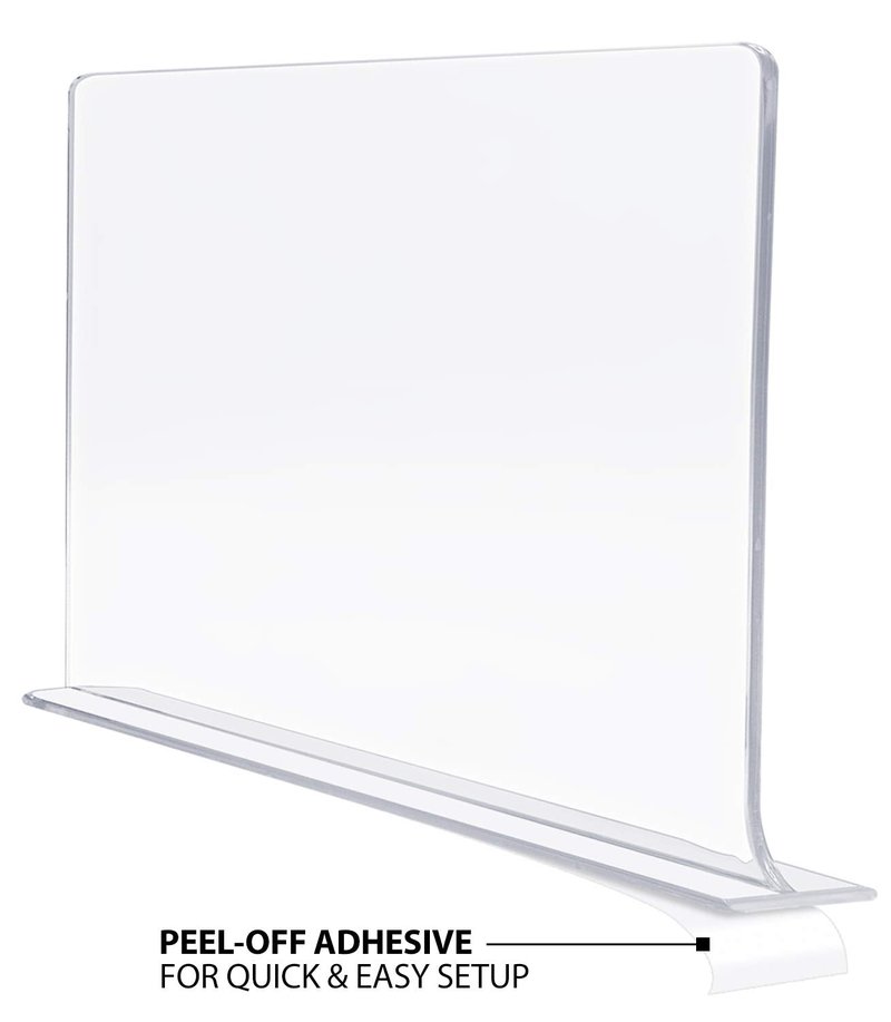 Sorbus Acrylic Adhesive Shelf Divider Organizers, w/Self Adhesive Tape, Great for Closet Organization, Clothes, Linens, Purse Separators, Kitchen Cabinets, Bedroom, 6-Pack, Clear (11x1x8)
