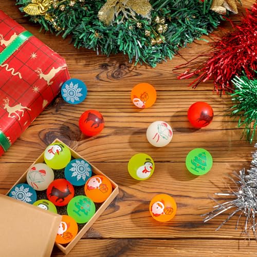 100 Pcs Christmas Glow in The Dark Bouncy Balls 1.25 Inch Bulk Holiday Party Favors