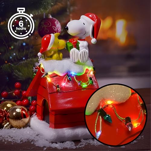 Mark Feldstein Snoopy Peanuts Doghouse LED Figurine, Red, 7.5in
