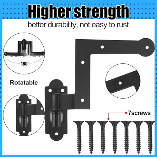 4 Pairs Heavy Duty Wrought Iron Shutter Hinges - Black Powder Coated
