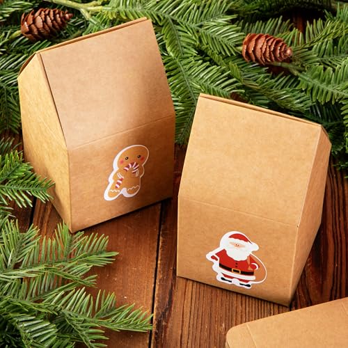 Brown 52 Pack Christmas Gingerbread House Cardboard Craft Boxes with Stickers