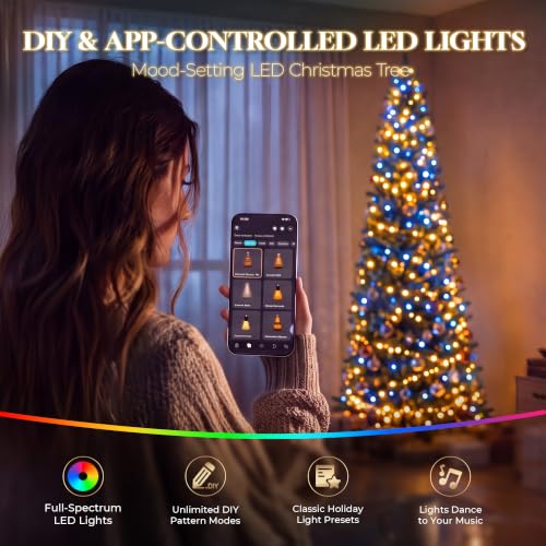 6 ft Prelit Pencil Christmas Tree with RGBW Lights, App Control – Green 6ft 3in