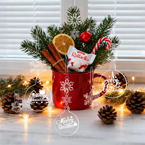 Yesweety 30-Pack Clear Acrylic Ornament Blanks for DIY Christmas Tree Decorations