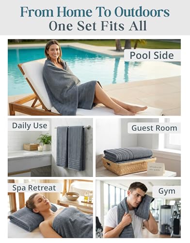 Oversized Cotton Bath Sheet Set - 2 Pack, 36" x 72" Soft Absorbent Towels