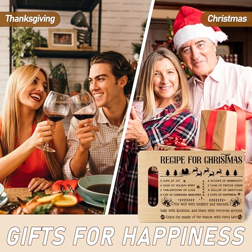 Christmas Recipe For Christmas Wooden Charcuterie Board - Winter Bamboo Cutting Board, Holiday Gift for Family & Friends
