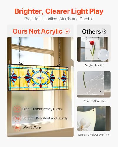 Hanging Stained Glass Window Panel - Tiffany Style 32 x 10 in