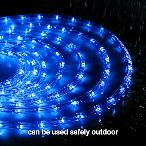 100ft Blue LED Rope Lights, IP65 Waterproof Outdoor Decorative Lighting