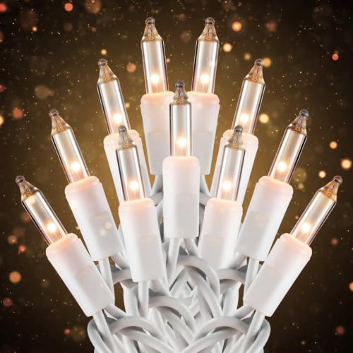 TERSHEEN 100 Count Christmas String Lights 21ft White Wire Incandescent Decor