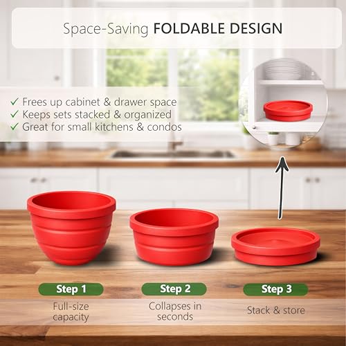 Silicone Bowl Liners for 5-Qt Stand Mixers, 3-Piece Set with Lids