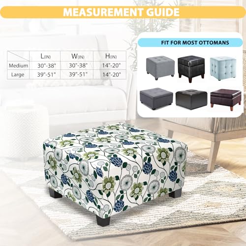 Stretch Ottoman Cover - Medium Printed Slipcover for Footstools