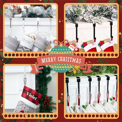 Non-Slip Christmas Stocking Holders for Fireplace Mantel - 6 Piece Set