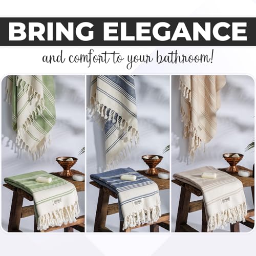 DEMMEX Organic Cotton Turkish Bath & Beach Towel 71x36 Beige - Soft & Absorbent
