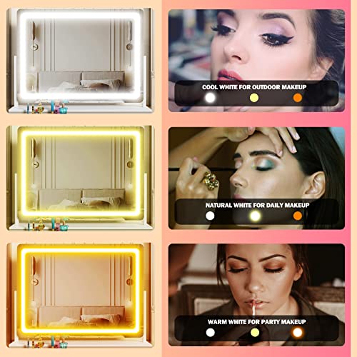 Gvnkvn 17.3 x13 in Lighted Makeup Mirror, 10X Magnifiers