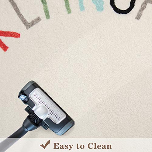 40-Inch Round Alphabet Area Rug, Soft Washable Kids Learning Floor Mat
