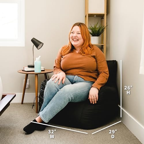 Dorm Bean Bag Chair with Drink Holder and Pocket - Durable Adult Seating