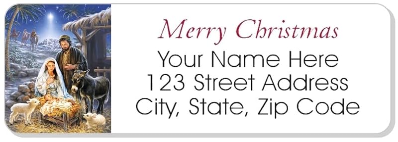 Personalized Christmas Return Address Labels, 60 ct — 3/4 x 2-1/4 in, Easy Peel & Stick