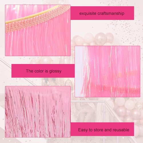 Pink Foil Fringe Tinsel Chandelier & Banner Party Decoration Set (6 Pack)