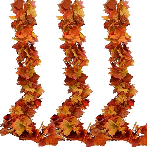 3 Pack Artificial Fall Maple Leaf Garland - 5.9ft Autumn Hanging Vines