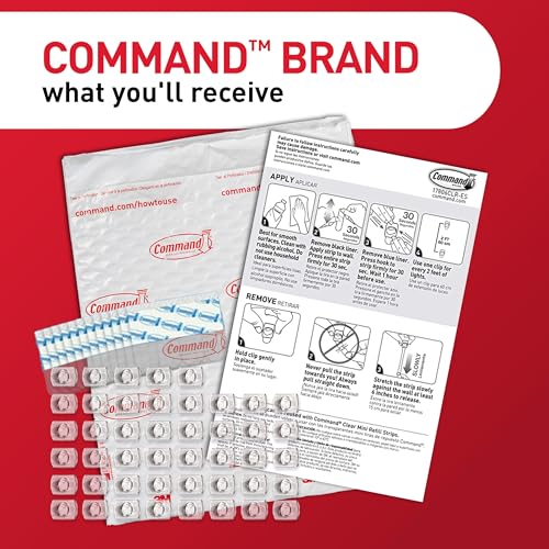 Command Clear Mini Light Clips, 45 Clips & 54 Strips, Damage-Free String Light Hangers