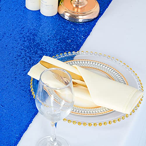 ShinyBeauty Blue Sequin Tassel Table Runner 12x108 In – Festive Christmas Decor