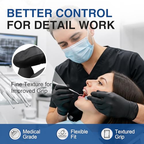 Black Nitrile Disposable Gloves - 3 Mil Powder-Free Medical & Food Safe