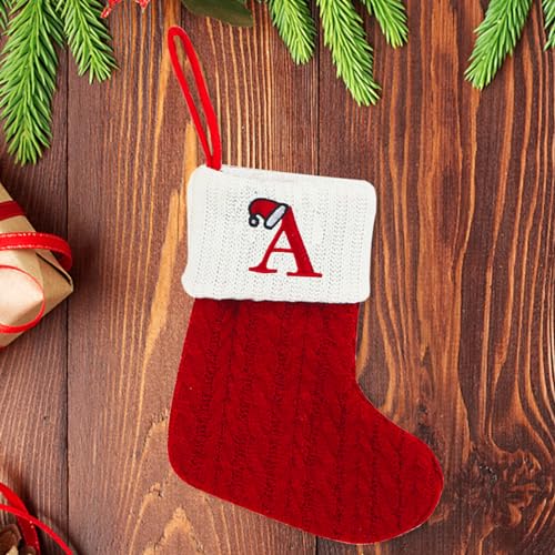 Heureppy Christmas Stockings Small Xmas Letters Hanging Stocking with A - Fireplace Decor